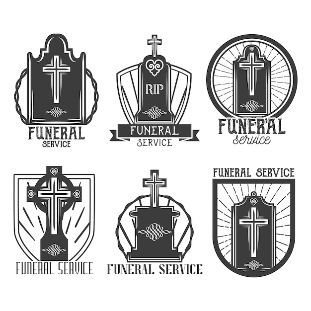 Premium Vector | Set of funeral service logo