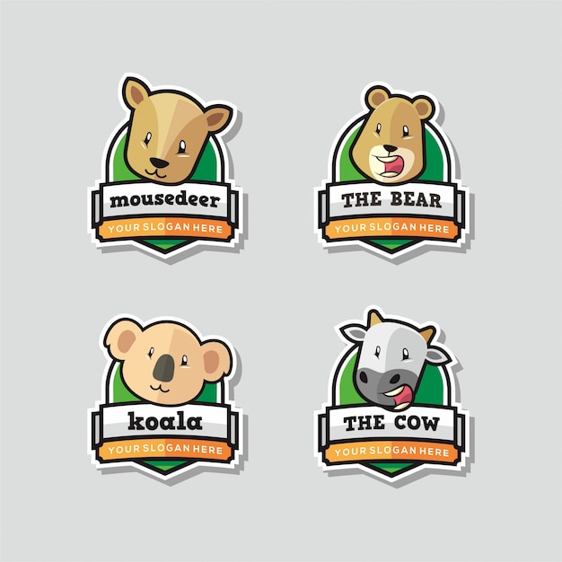 Premium Vector | Set of funny animal logo mascot