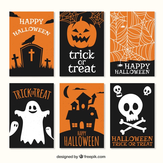 free-vector-set-of-funny-halloween-cards