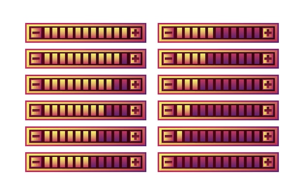 Premium Vector | Set of funny purple game ui progress bar panel with ...