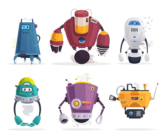 Premium Vector | Set of futuristic robots illustration