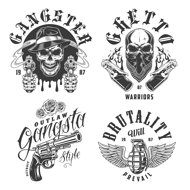 Set of gangster emblems | Free Vector