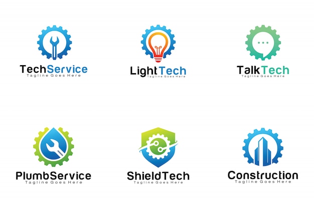 Download Free Set Of Gear Technology Logos Premium Vector Use our free logo maker to create a logo and build your brand. Put your logo on business cards, promotional products, or your website for brand visibility.