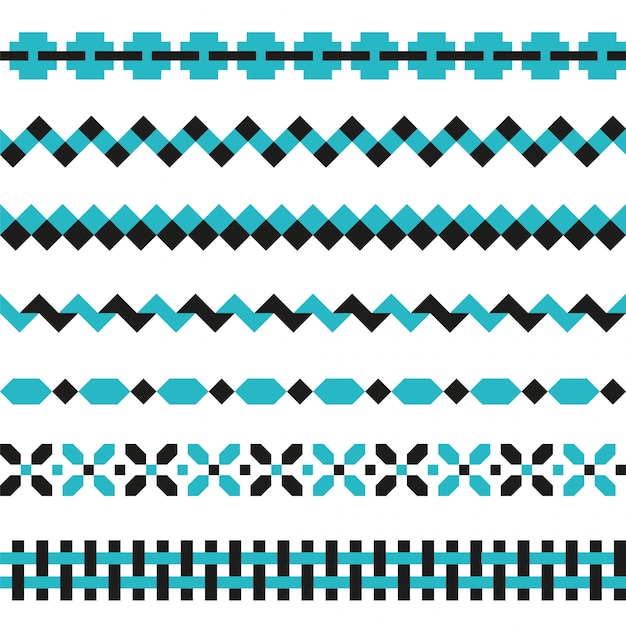 Premium Vector | Set of geometric borders in two colors. decoration