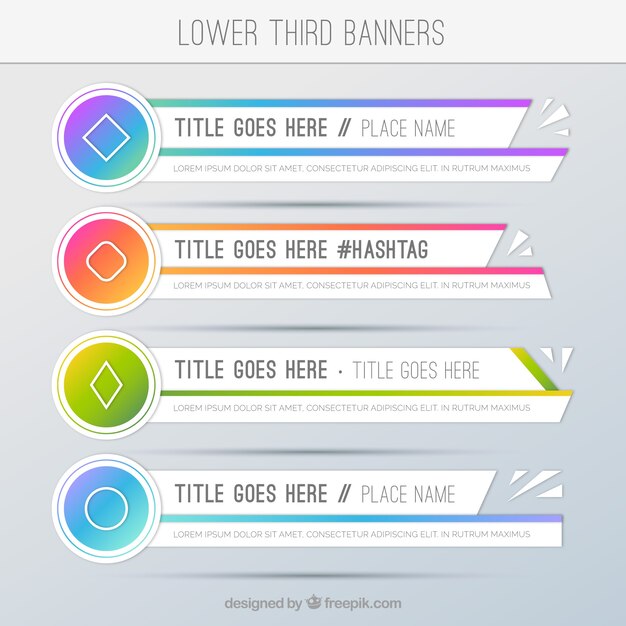 Download Free Set Of Geometric Colored Lower Third Banners Free Vector Use our free logo maker to create a logo and build your brand. Put your logo on business cards, promotional products, or your website for brand visibility.