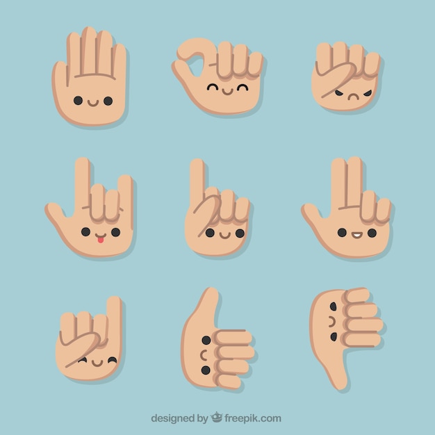Set of gestures with nice hands Free Vector