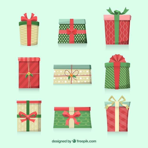 Free Vector | Set of gift boxes for christmas