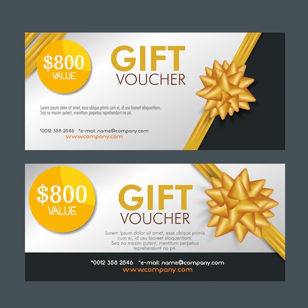 Set of gift coupons with ribbon Vector Free Download