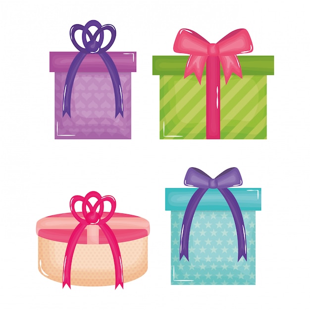 Premium Vector Set of gifts  boxes presents colors and forms