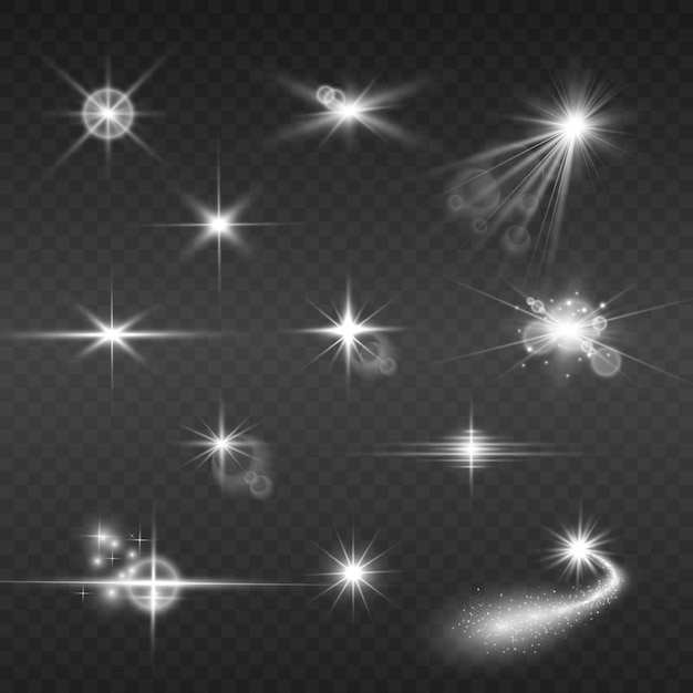 Premium Vector | Set of gold bright beautiful stars. light effect ...