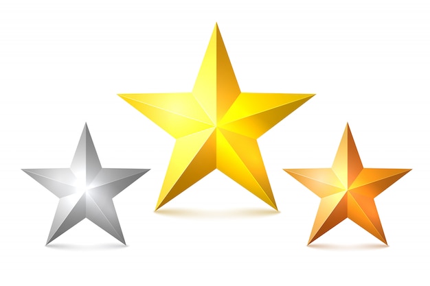 Set of gold, bronze and silver stars. the symbol of victory, the award ...