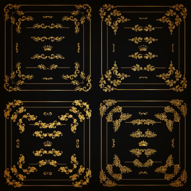 Download Premium Vector | Set of gold decorative borders, frame