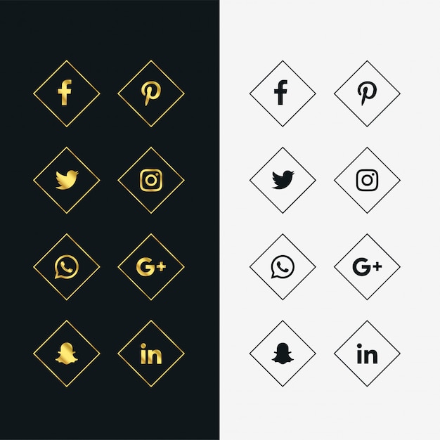Download Free Set Of Golden And Black Social Media Icons Free Vector Use our free logo maker to create a logo and build your brand. Put your logo on business cards, promotional products, or your website for brand visibility.