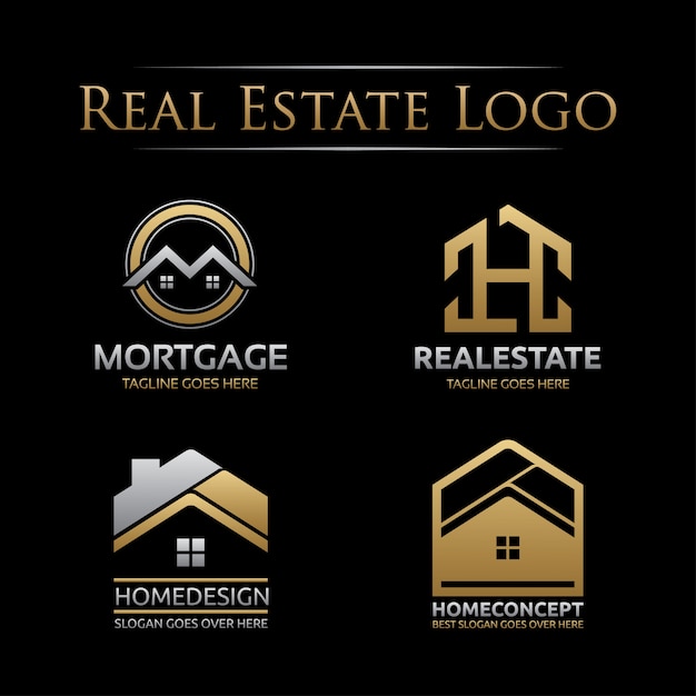 Premium Vector | Set of golden real estate logo