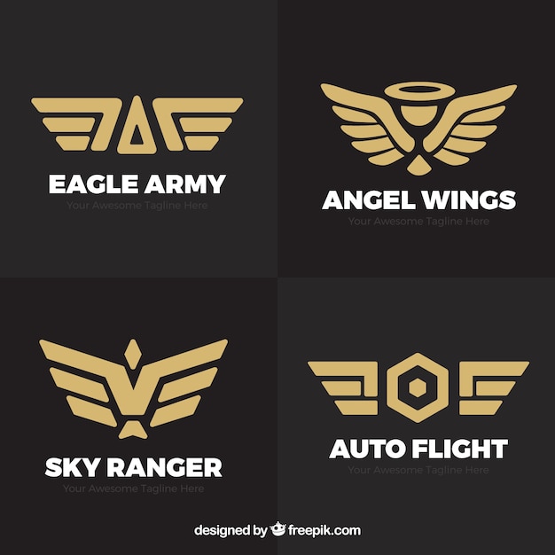 Download Free Set Of Golden Wings Logos Free Vector Use our free logo maker to create a logo and build your brand. Put your logo on business cards, promotional products, or your website for brand visibility.