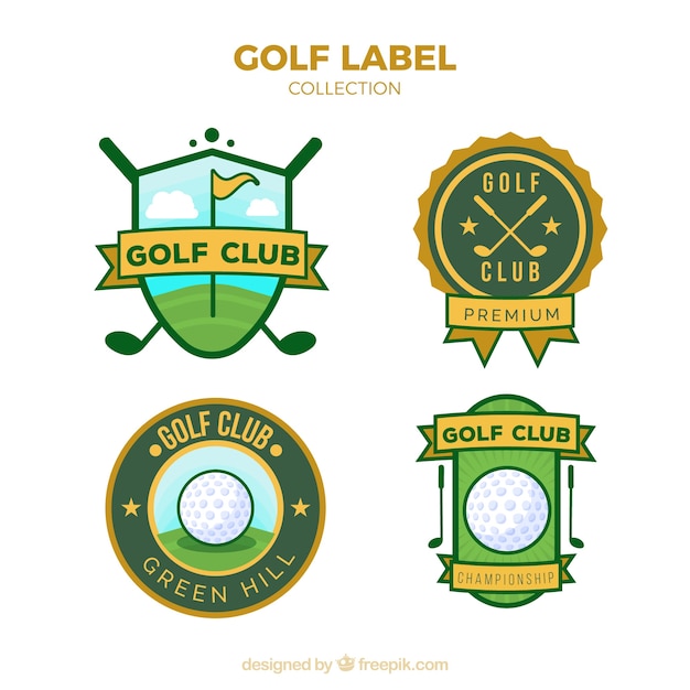 Free Vector | Set of golf labels in flat style