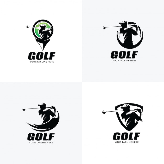 Set of golf logo design templates Premium Vector