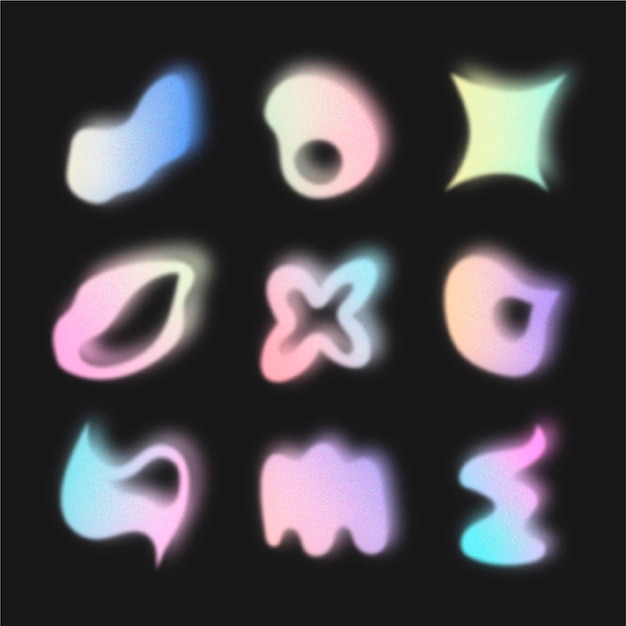 Free Vector | Set of gradient grainy gradient shapes