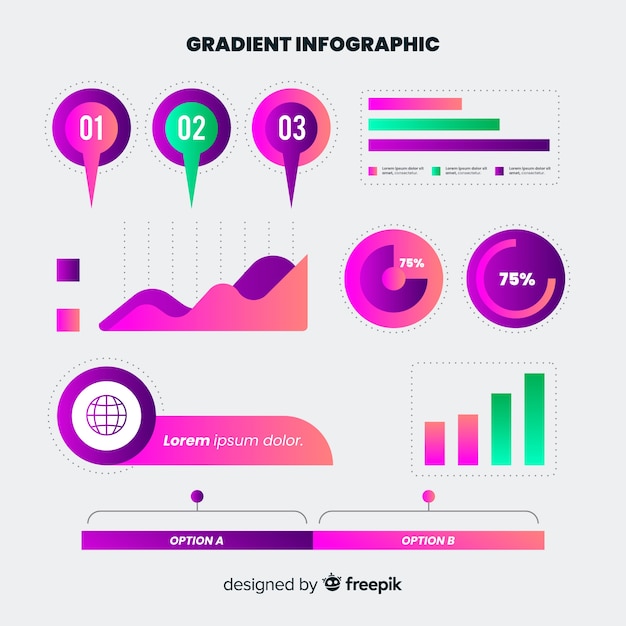 Set of gradient infographic elements Free Vector