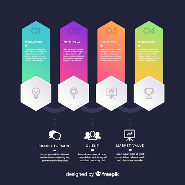 Set of gradient infographic steps Free Vector