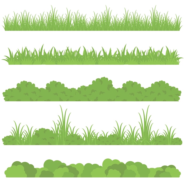 Download Set of grass borders set, vector illustration Vector ...