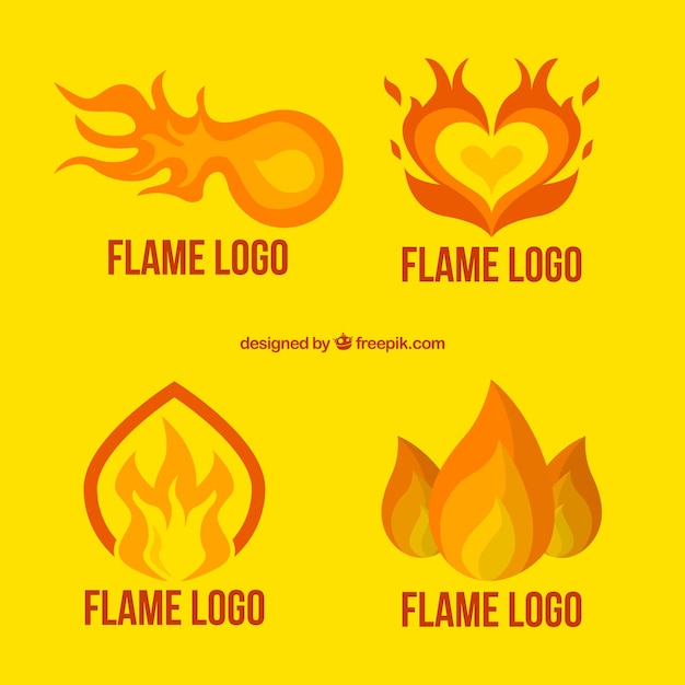 Free Vector | Set of great logos with flames