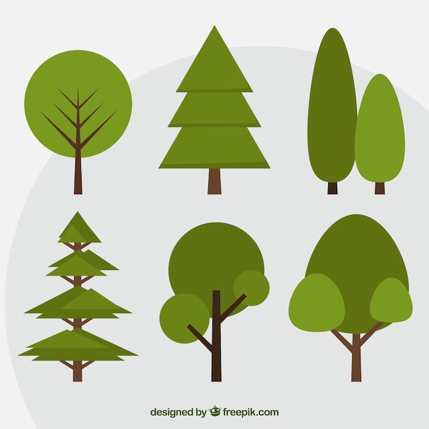 Free Vector | Set of green trees in flat design