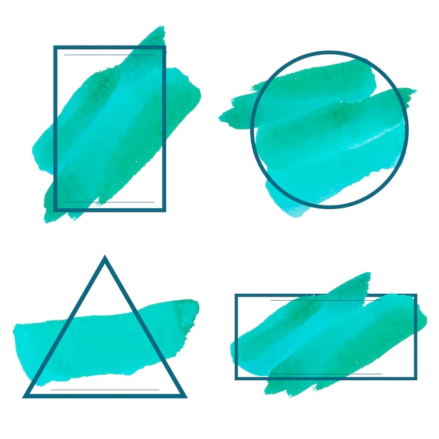 Set of green watercolor banner design vector Free Vector