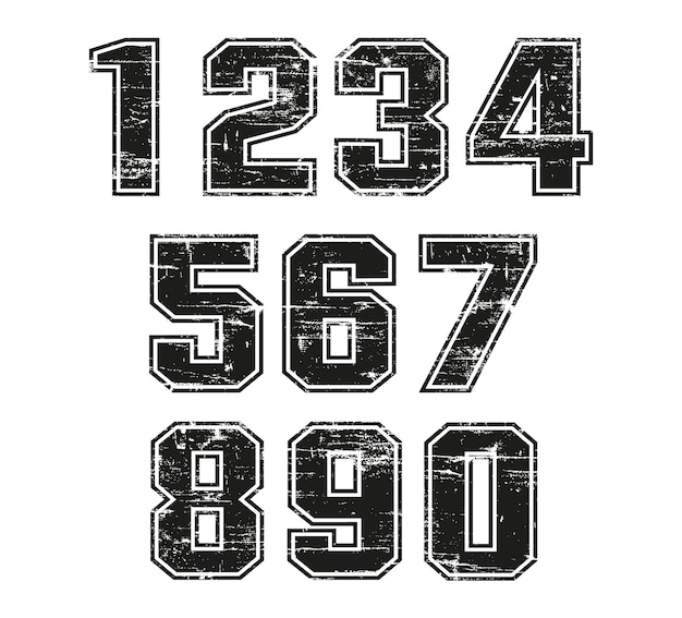 Premium Vector | Set of grunge distressed numbers