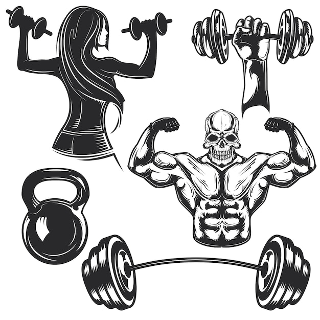 Free Vector Set Of Gym Elements For Creating Your Own Badges Logos Labels Posters Etc