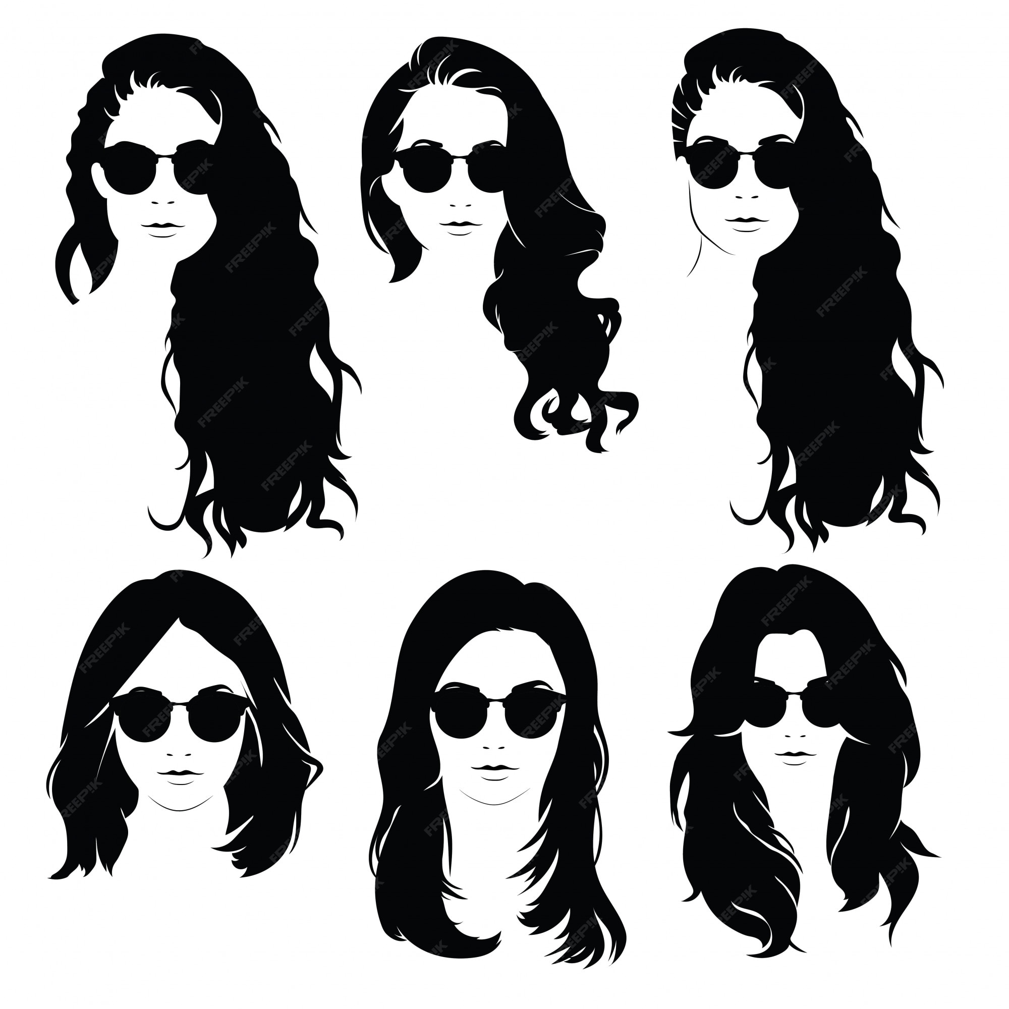 Premium Vector Set of hairstyles for women with glasses. collection
