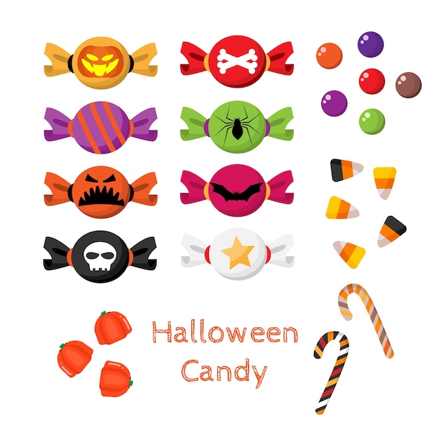 Download Set of halloween candy. | Premium Vector
