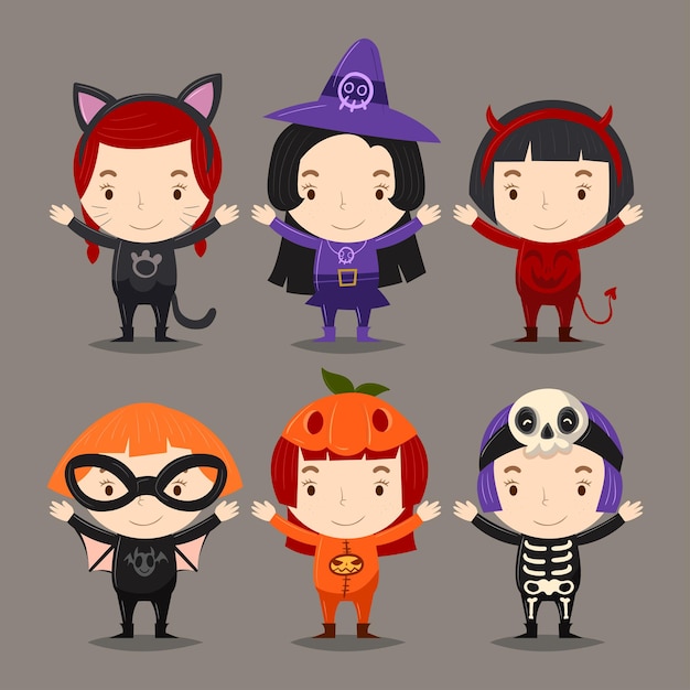 Premium Vector | Set of halloween cute characters with pisolated ...