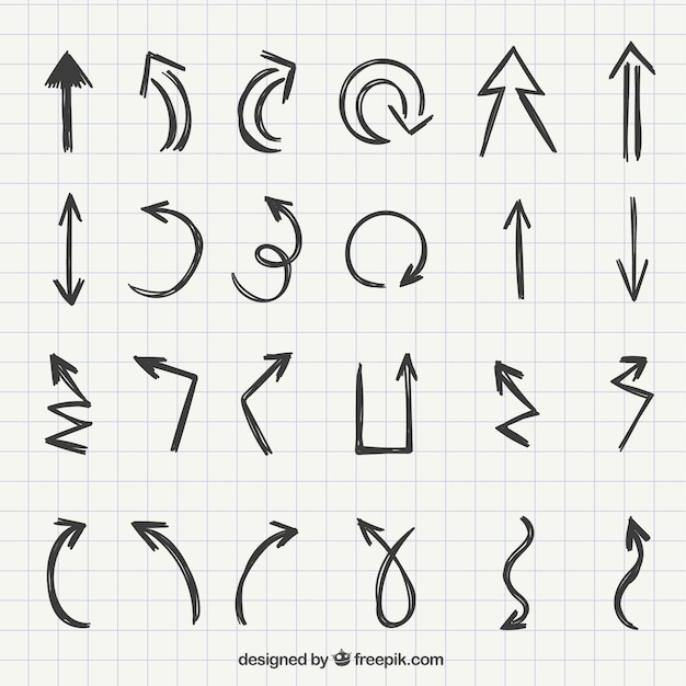 Download Free Vector | Set of hand drawn arrows