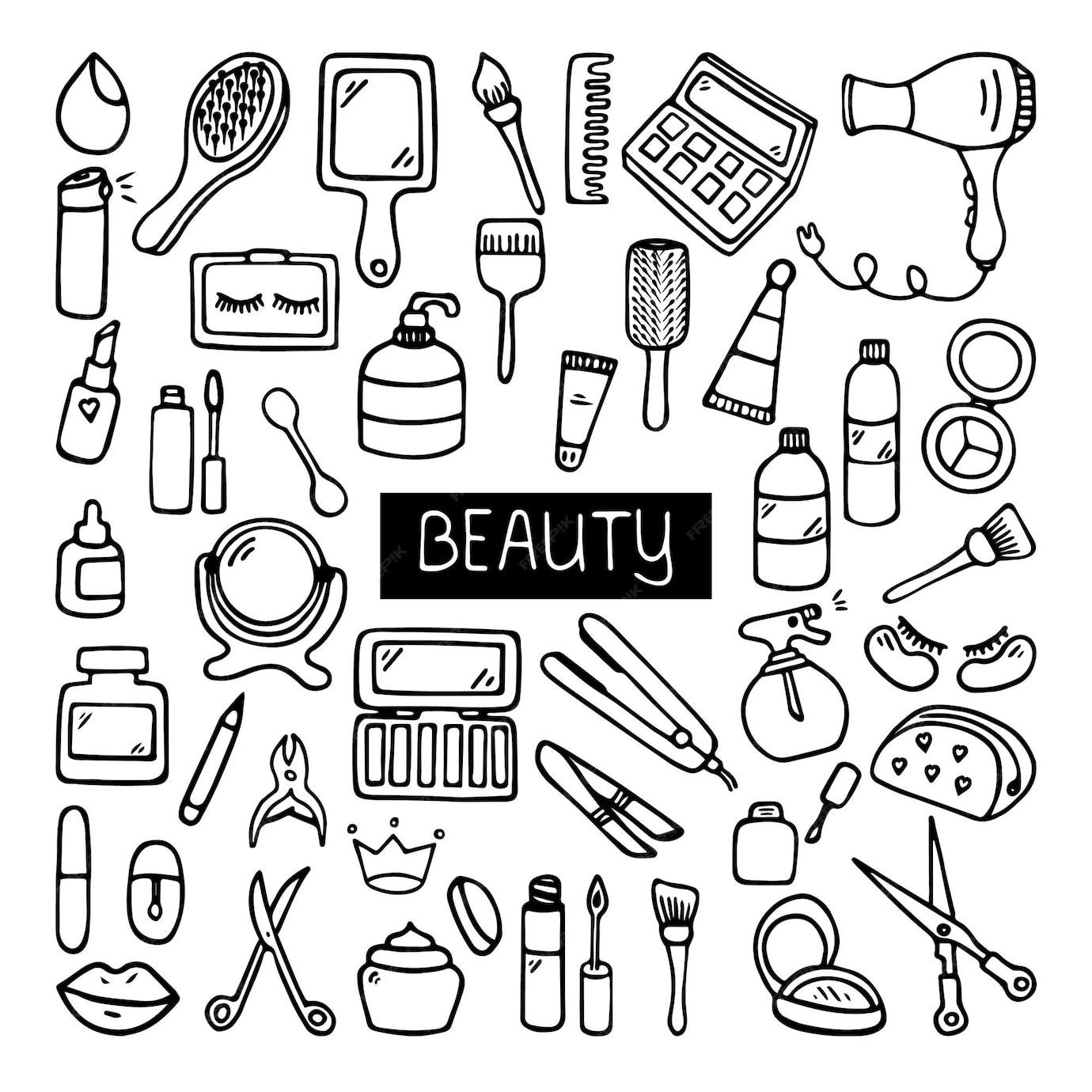 Premium Vector | Set of hand drawn beauty, and cosmetic doodle.