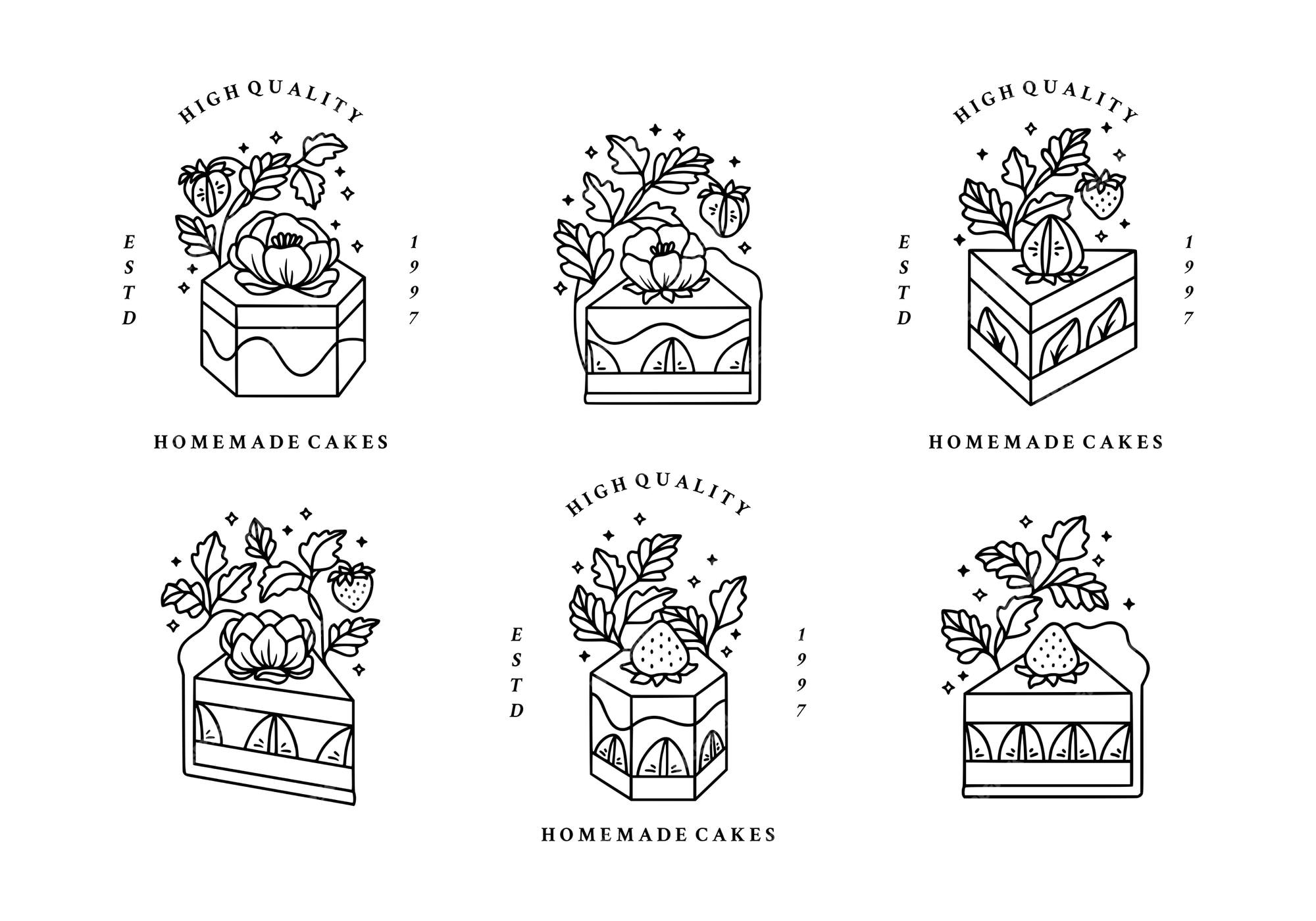 Premium Vector | Set of hand drawn cake