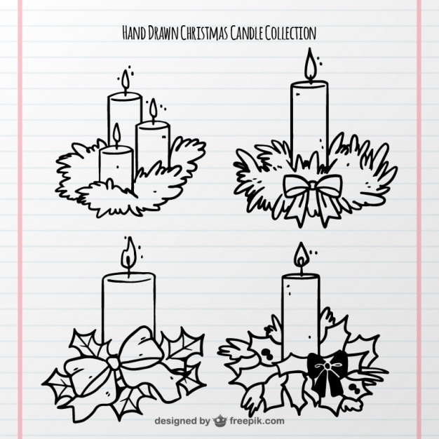 Free Vector Set Of Hand Drawn Christmas Candles