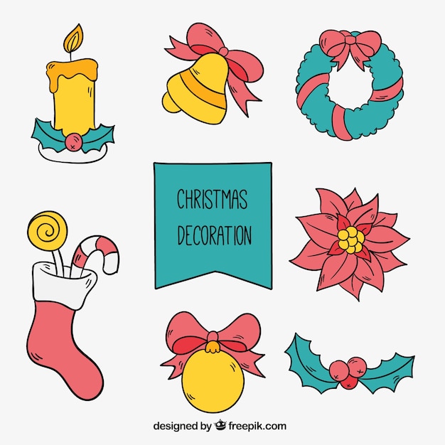 Free Vector | Set of hand drawn christmas decoration