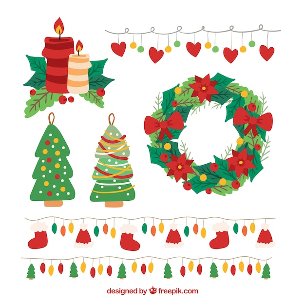 Free Vector | Set of hand drawn christmas decoration