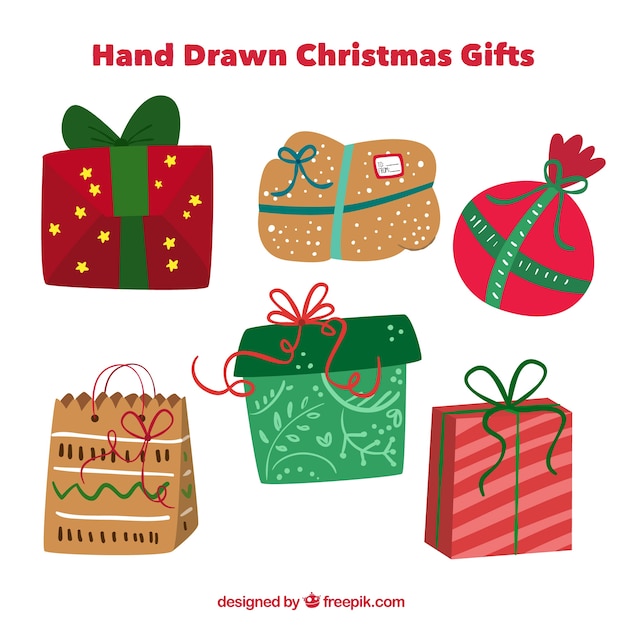 Free Vector | Set of hand-drawn christmas gifts