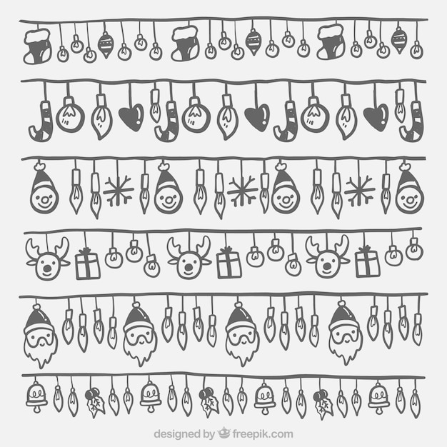 Free Vector | Set of hand-drawn christmas lights