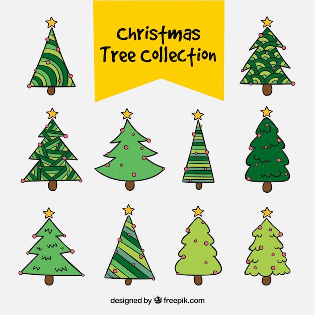 Free Vector | Set of hand-drawn christmas trees