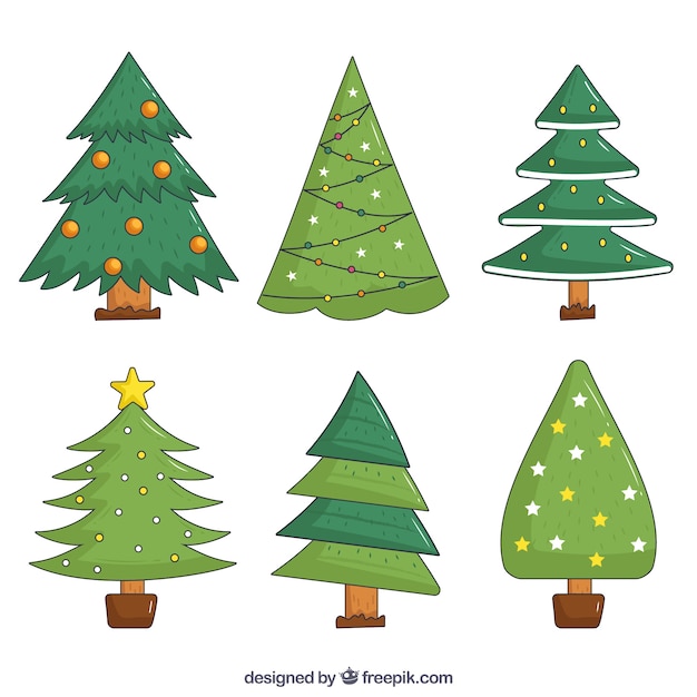 Free Vector | Set of hand drawn christmas trees