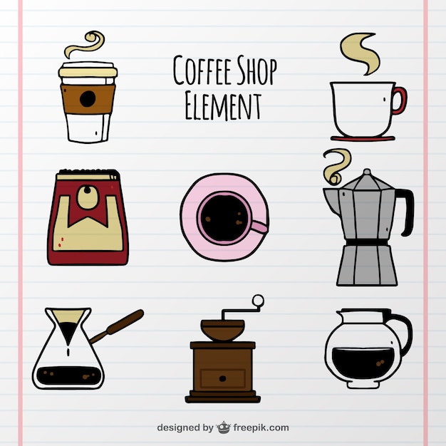 Download Free Set Of Hand Drawn Coffee Elements Free Vector Use our free logo maker to create a logo and build your brand. Put your logo on business cards, promotional products, or your website for brand visibility.