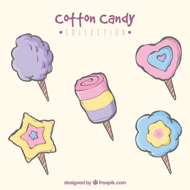 Set of hand drawn cotton candy Vector | Free Download