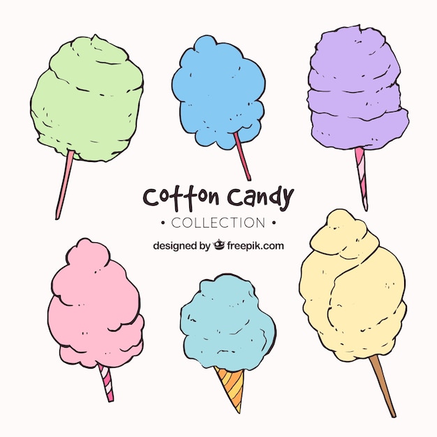Free Vector Set of handdrawn cotton candy