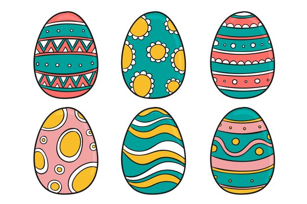 Set of hand drawn easter eggs | Free Vector