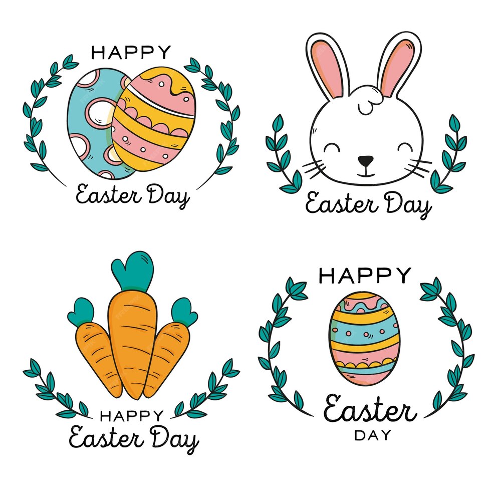 Free Vector | Set of hand drawn easter labels
