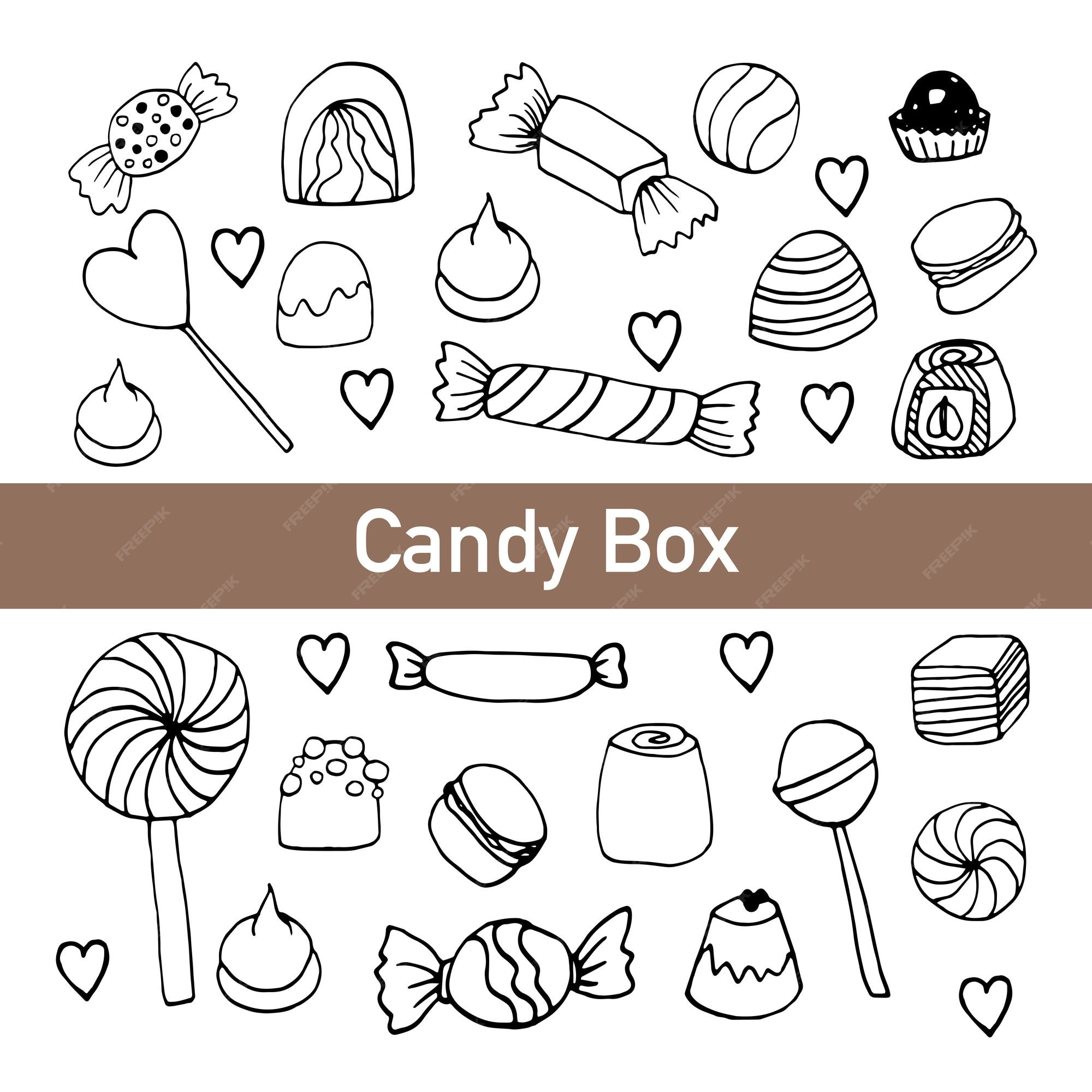 Premium Vector | Set of hand drawn elements candy or sweets. doodle ...