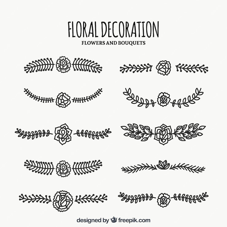 Free Vector Set Of Hand Drawn Floral Borders